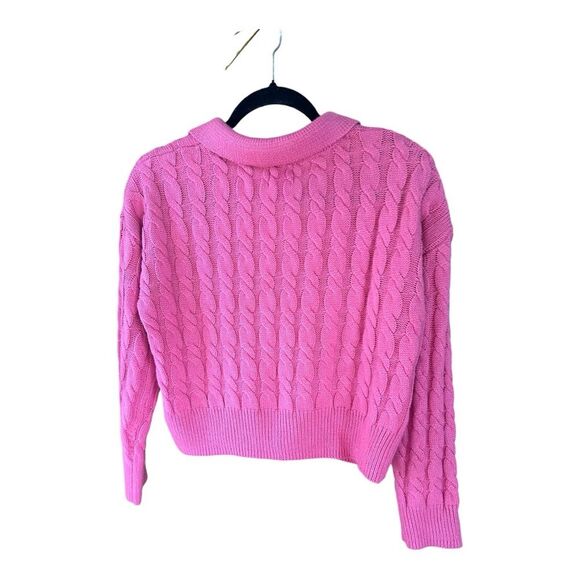 Hippie Rose Cropped Cardigan Cable Knit Sweater. Size Large - Picture 2 of 5
